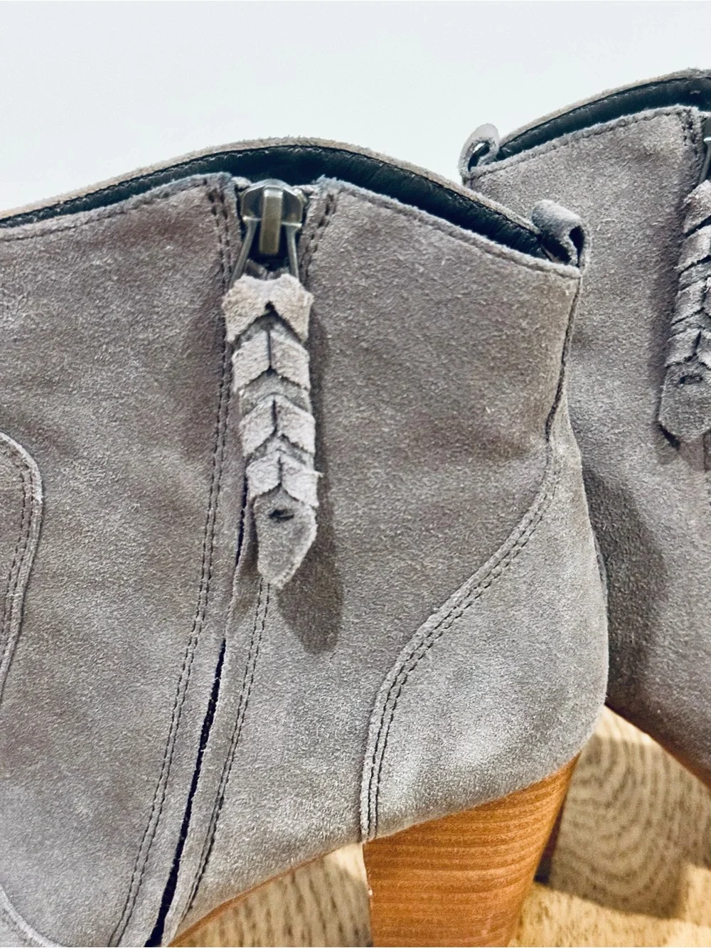 Joie Boho Western Festival Cowgirl Gray Suede Ankle Booties 4